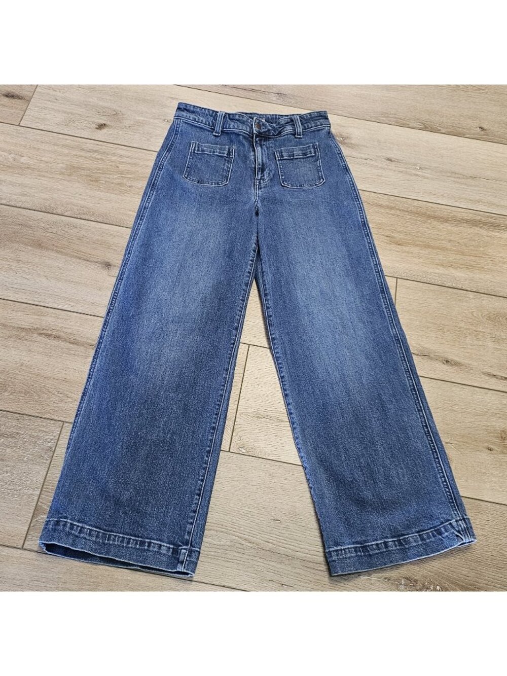 Old Navy Women's 10 Extra High Rise Wide-Leg Blue Trouser Jeans Retro 70s